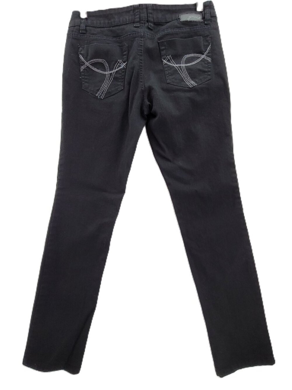 Grane Jeans Women's 11 Black Low Rise Stretch Straight Leg 5 Pockets Embroidered
